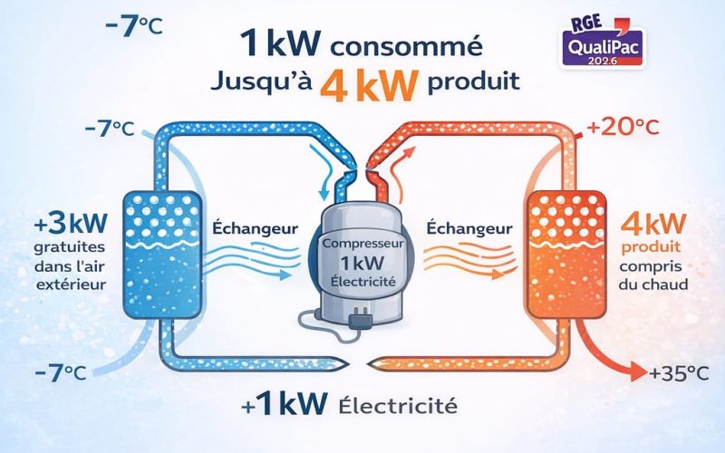 Animation explication fonctionnement pompe à chaleur